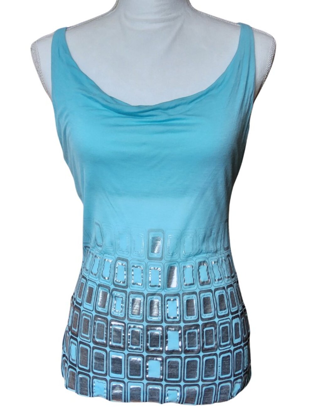 Vintage Y2K Miss Sixty Aqua + Metallic Silver Top - Like New